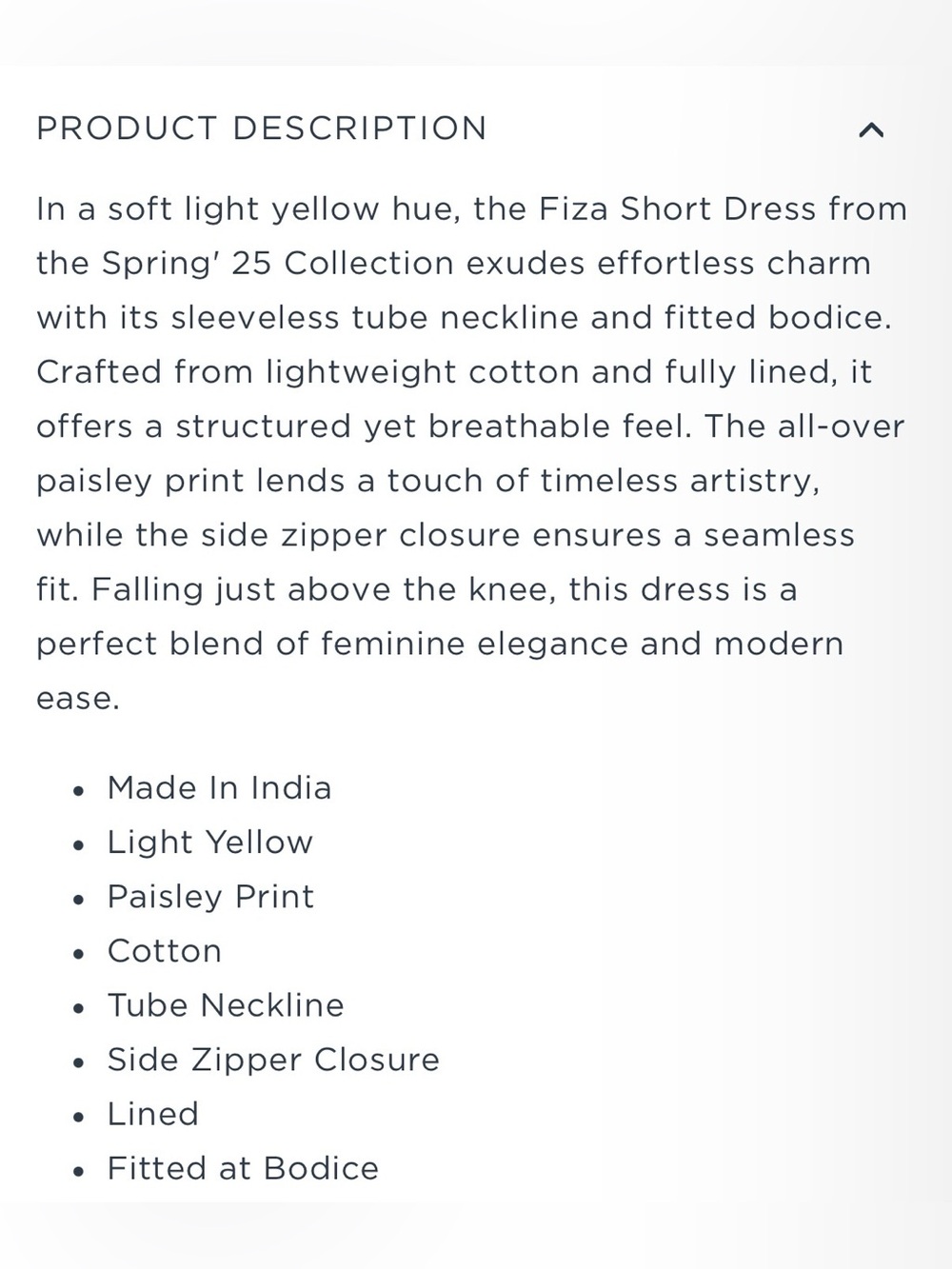 NWT HEMANT & NANDITA Fiza Tube Strapless Dress Yellow Linen Mini Medium - Picture 5 of 11